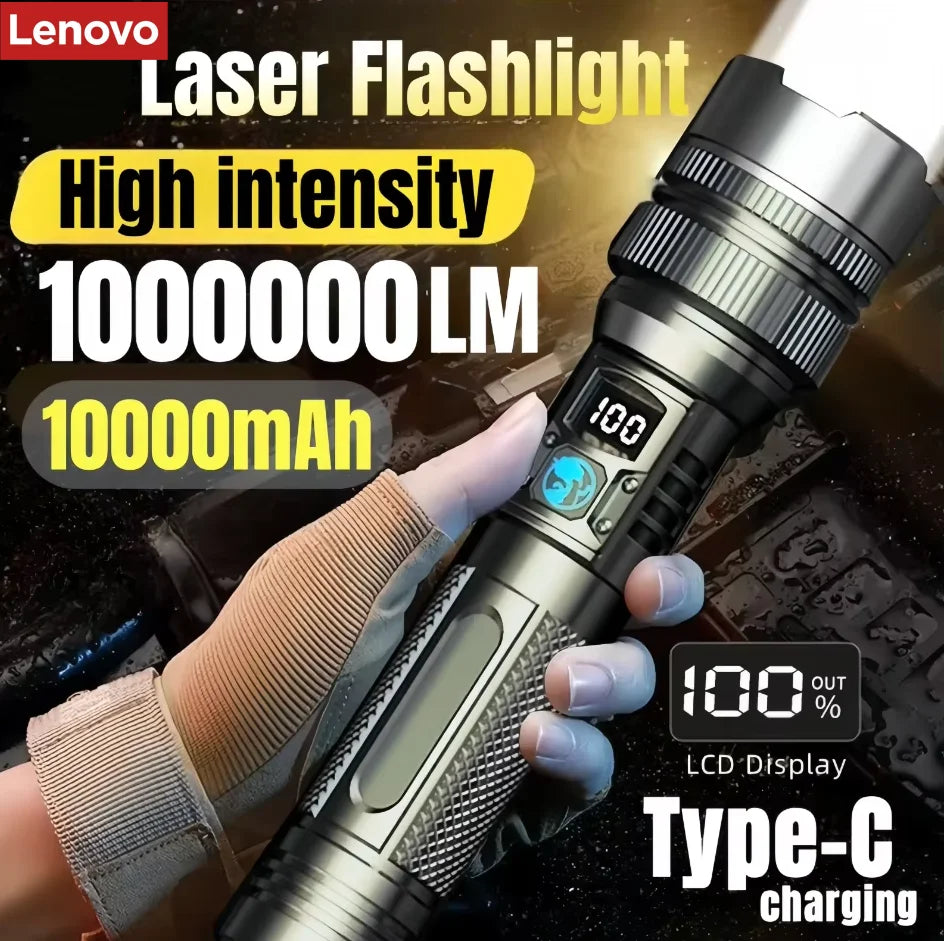 lampe torche led rechargeable usb affichage numerique etanche ipx8 longue durée camping noir texturé