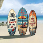 décoration murale surf plage palmiers parasols effet vieilli bois brut vintage rustique