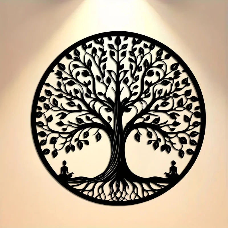 décoration murale métal arbre vie feuilles branches moderne opaque chambre salon