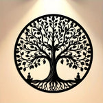 décoration murale métal arbre vie feuilles branches moderne opaque chambre salon