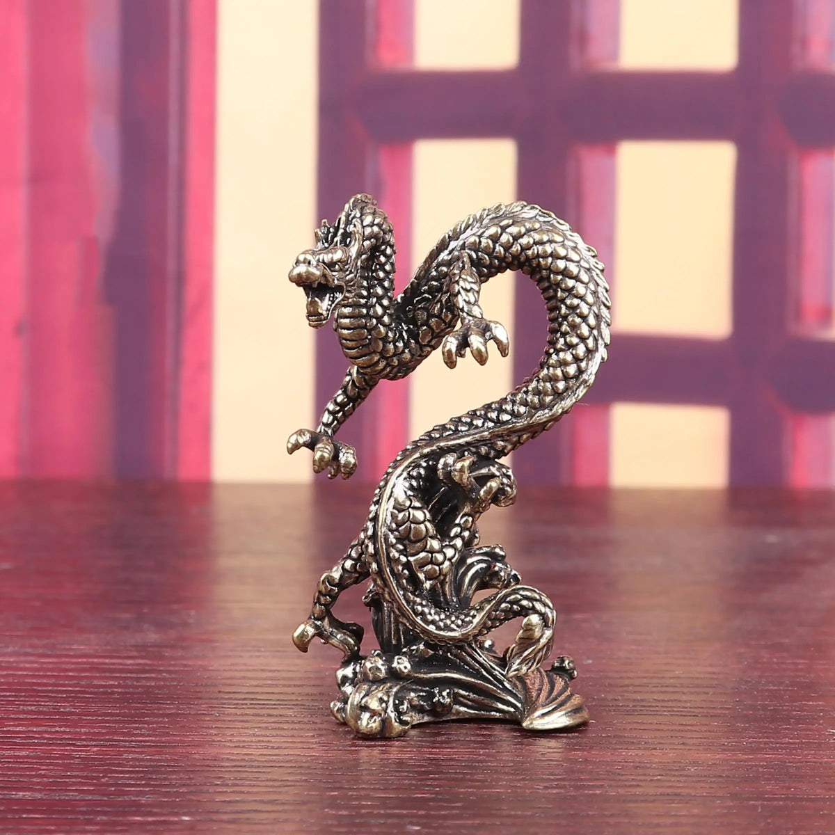 statuette dragon argenté écailles sculptural antique décor maison cadeau fête saison unique