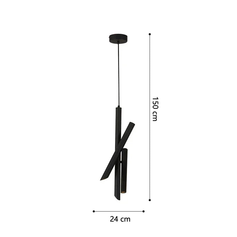 Suspension lumineuse moderne cuivre branches stylisées câble suspendu blanc noir minimaliste