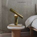 lampe table moderne cuivre blanc doré interrupteur bouton lumière led étude chambre