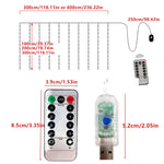 rideau lumineux led multicolore moderne télécommande usb 5v 300cm blanc beige