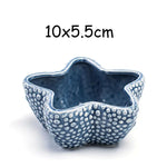 petit cache pot ceramique bleu motif poisson marin decoratif plante succulente maison