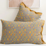 taies d'oreiller coton fleur vintage bleu orange gris décoration lit non toxique écologique