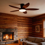 ventilateur moderne noir bois foncé simple silencieux led controle mural traditionnel garantie