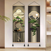 décoration murale paysage japonais bonsaï zen minimalisteversible suspension bois
