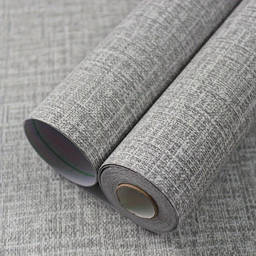 papier peint auto adhésif texture lin moderne beige clair gris clair vert pastel 10m