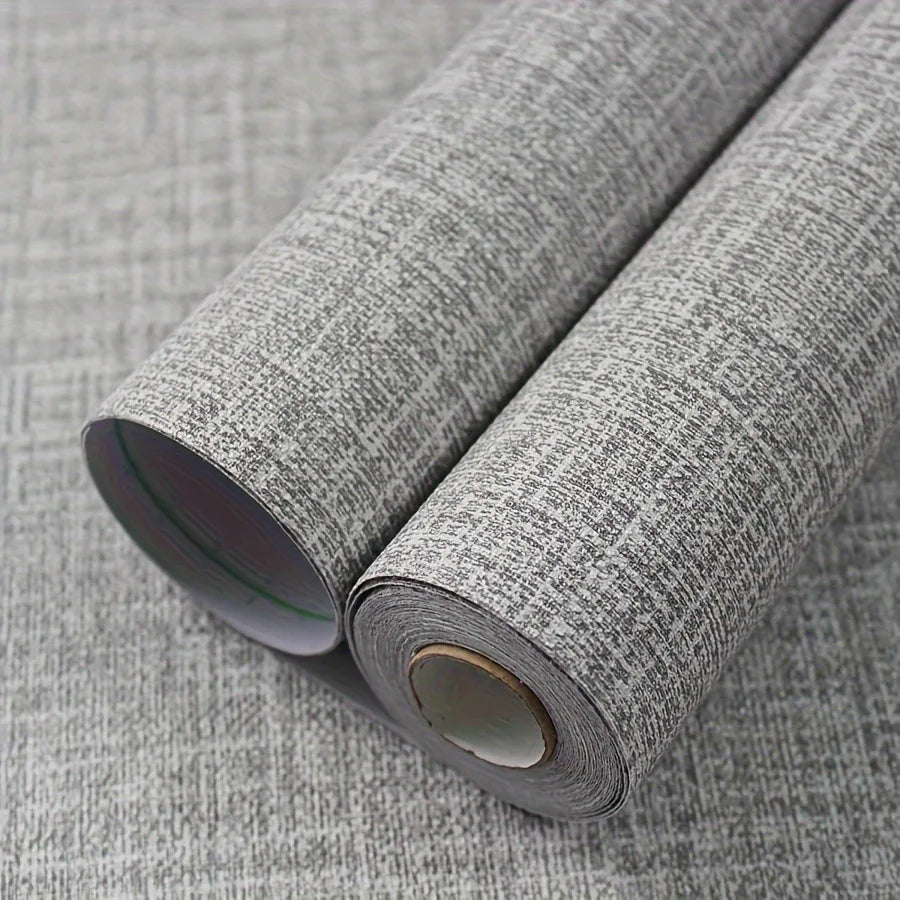 papier peint auto adhésif texture lin moderne beige clair gris clair vert pastel 10m