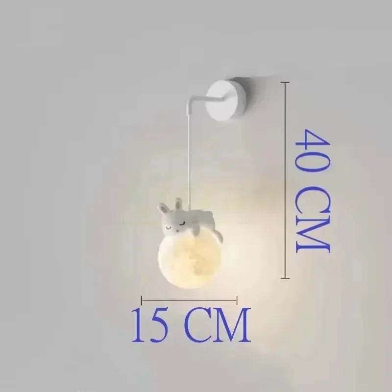 lampe suspendue moderne ours lapin sphère lunaire décoration chambre salon blanc rose