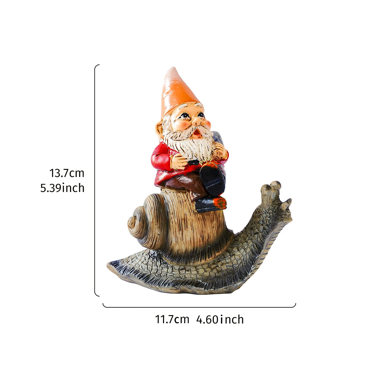 statue jardin gnome escargot orange rouge marron texturée fantaisiste champêtre décorativeextérieur forêt table bois