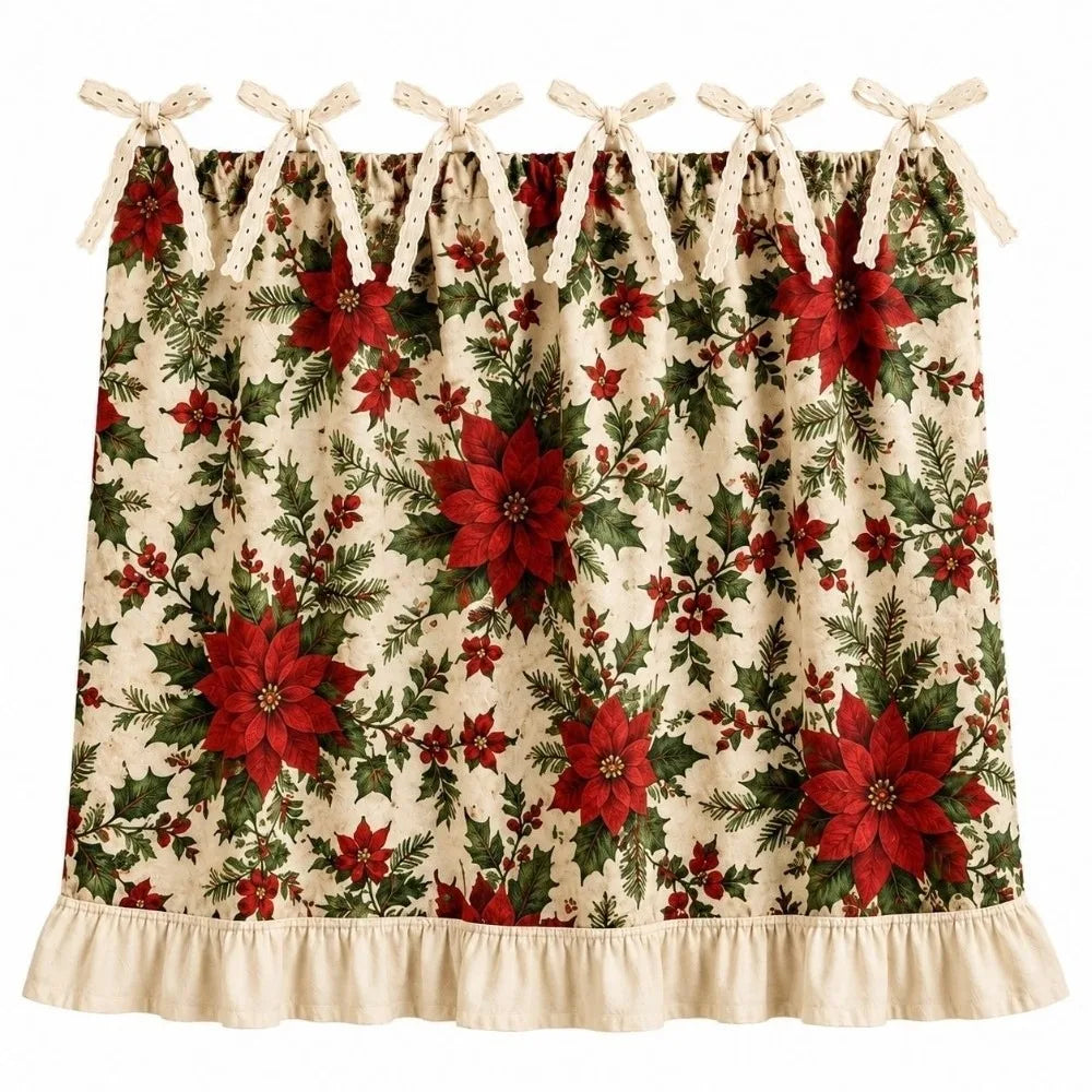 tablier cuisine noël motifs sapins étoiles boules poinsettia vintage opacité rubans fixations festive rustic