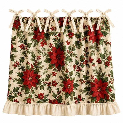 tablier cuisine noël motifs sapins étoiles boules poinsettia vintage opacité rubans fixations festive rustic