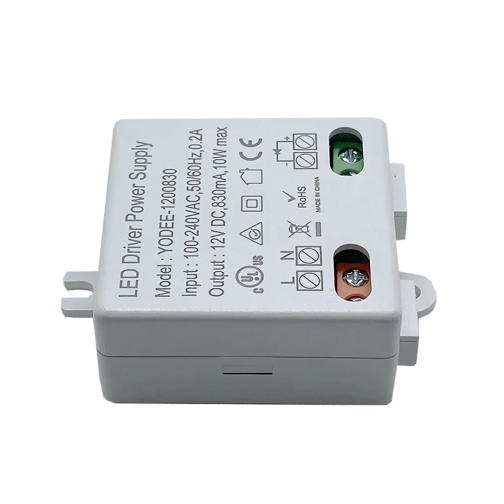 alimentation led 12v 10w 830ma protection surcharge blanc moderne étanches 40x20x50mm