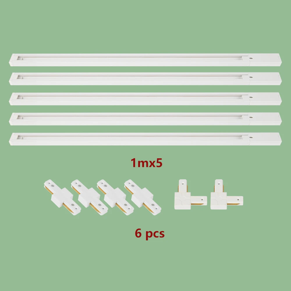rails suspension blanc noir moderne connecteurs vis assemblage luminaires fixations fonctionnel plat lisse
