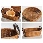 paniers osier marron clair tressage traditionnel poignées cuir noir rangement cuisine respectueux environnement