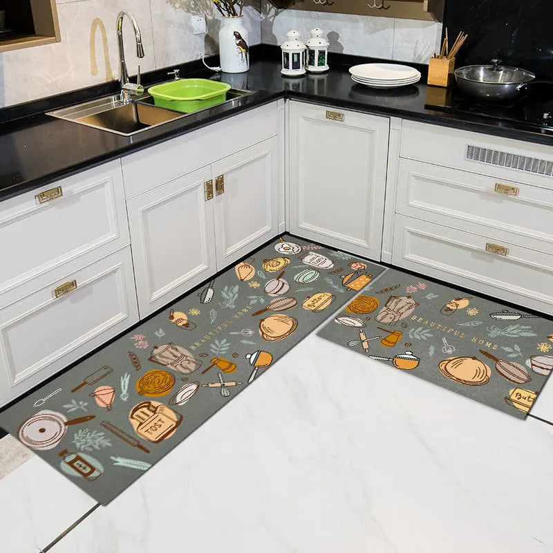tapis cuisine imperméable antidérapant polyester moderne motifs cuisine décoratif