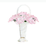 panier fleurs cristal transparent motif floral rose bleu élégant décoration intérieure vase transport