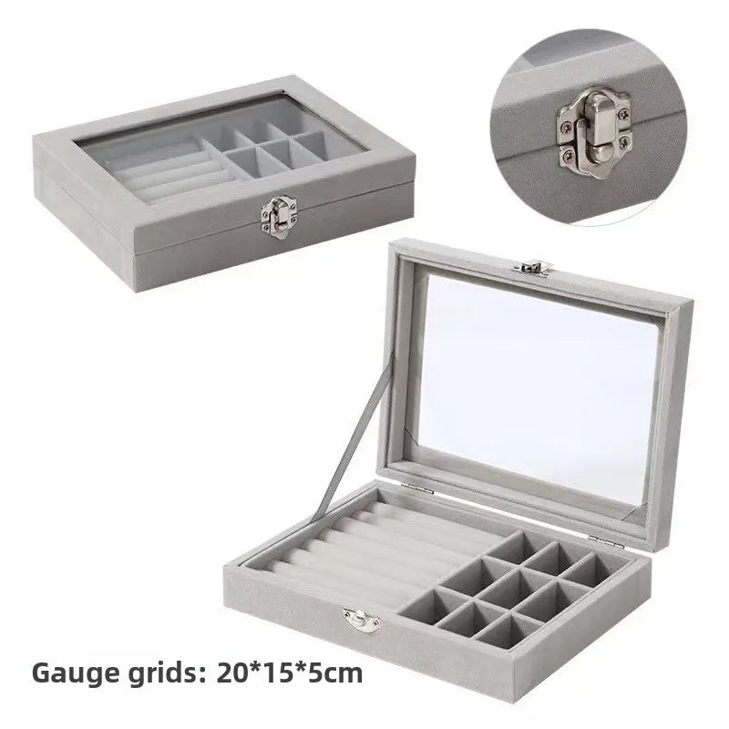 boîte bijoux velours rose rangement moderne colliers boucles doreilles portables organizer.storage