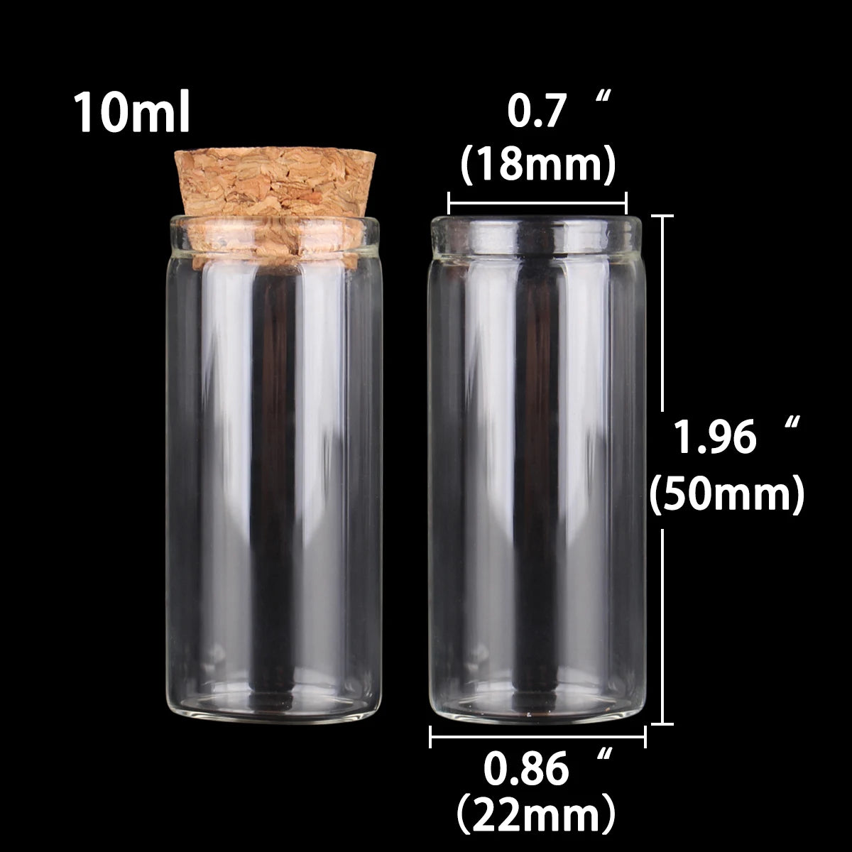 tubes essai verre bouchons liège 5ml 7ml 10ml 14ml 18ml 20ml 25ml 30ml