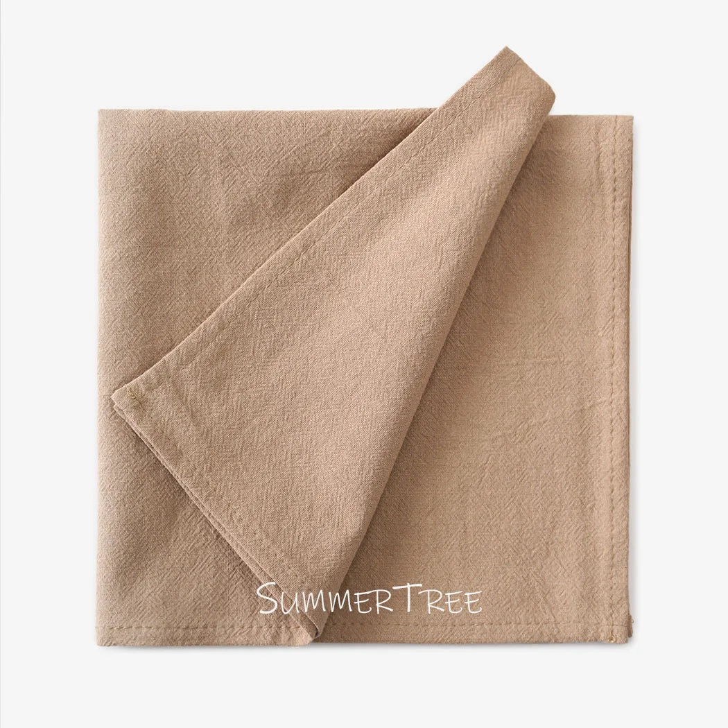serviettes coton 40x40cm beige clair simple rustique réutilisables table maison party