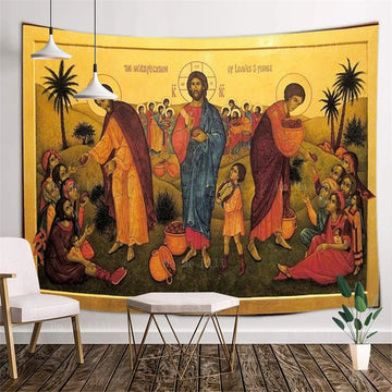 tapisserie murale religieuse icônes chrétiennes décoration intérieur tissu polyester motif art religieux traditionnel