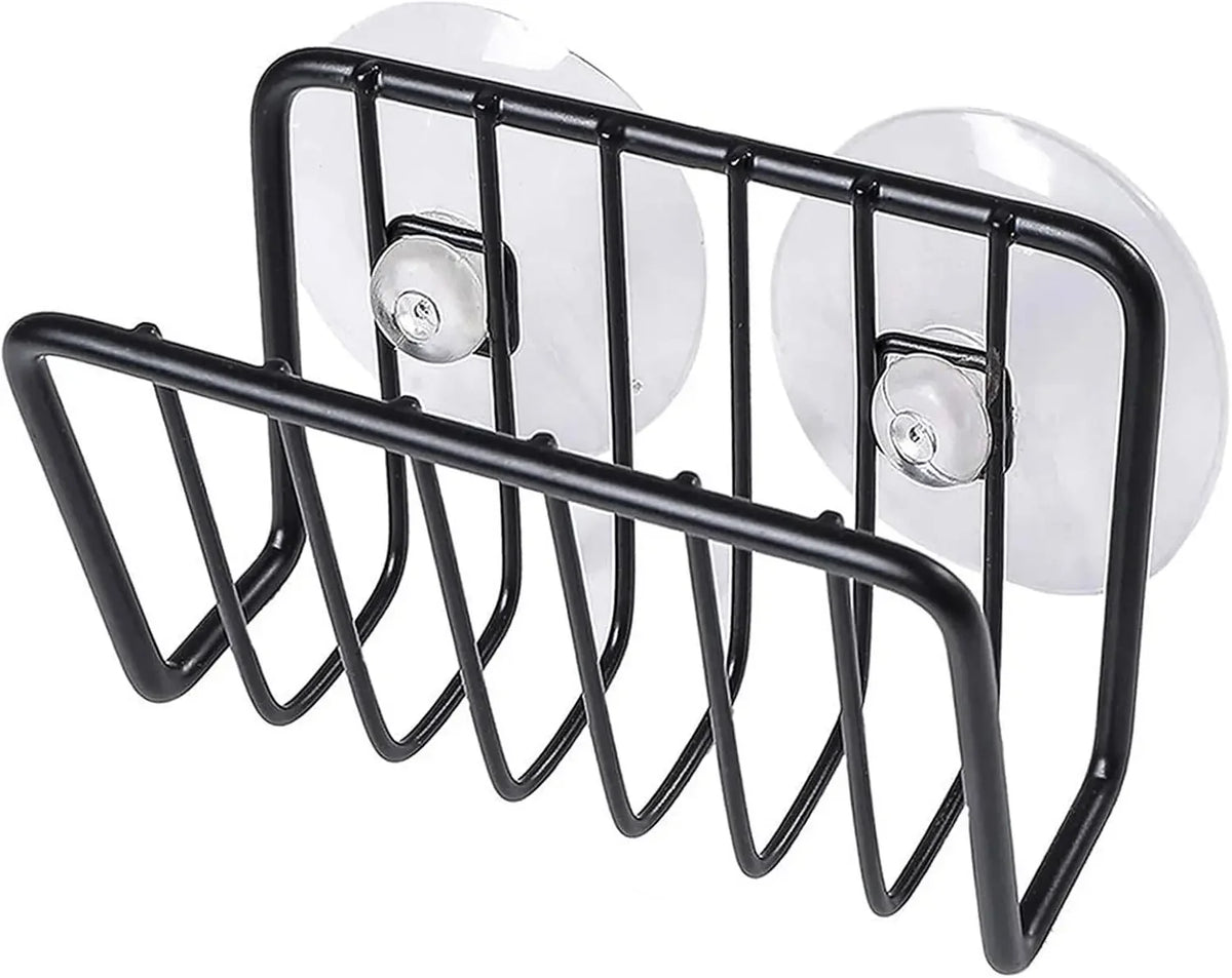 porte éponge acier inoxydable ventouses moderne barres horizontales multiple utilisation évier cuisine argenté noir