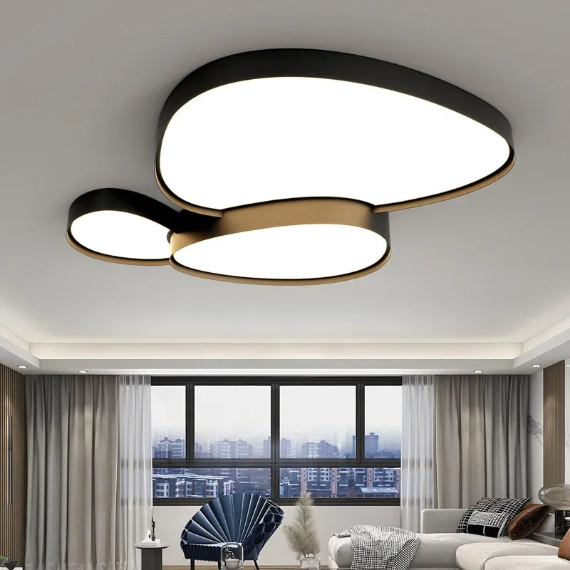 plafonnier led moderne noir blanc doré simple éclairage intérieur chambre salon télécommande lumière froide
