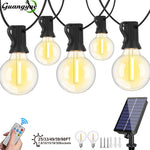 guirlande lumineuse solaire filaments apparents 15m 25 ampoules edison suspendue extérieure