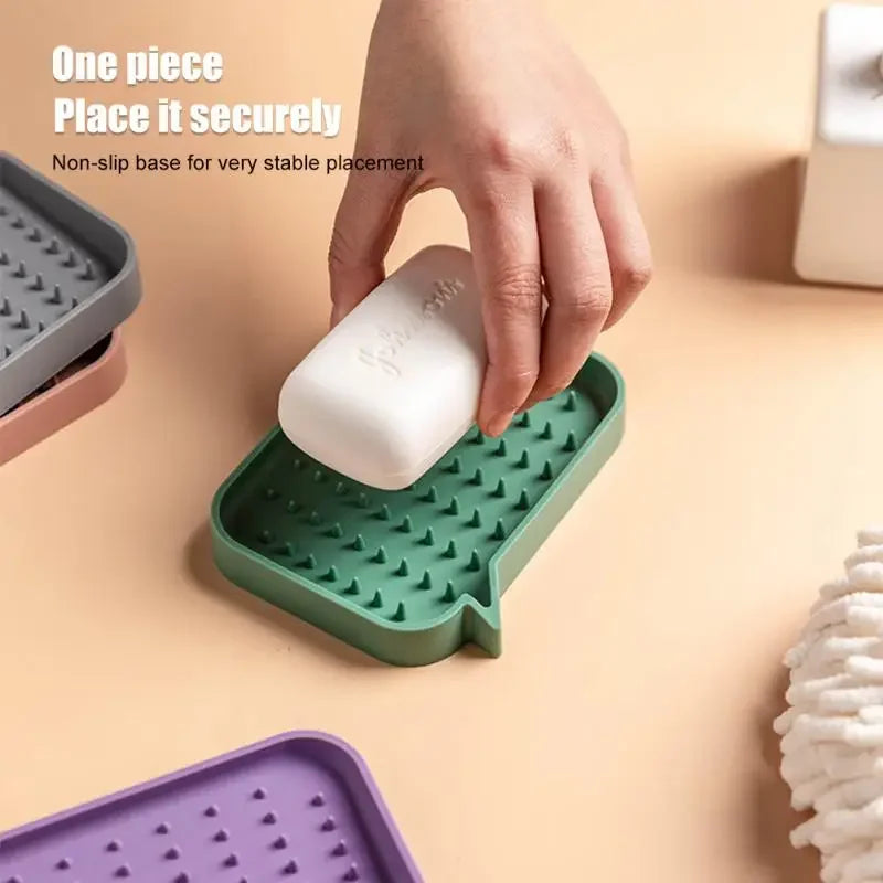 support savon silicone gris rose vert moderne salle bain drainage antidérapant