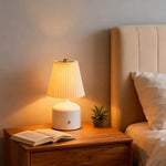 lampe table led blanc marron rose plissée moderne interrupteur tactile charge type