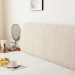 protège tête lit gris clair beige rayures horizontales texture veloutée moderne adhésif inclusion protège