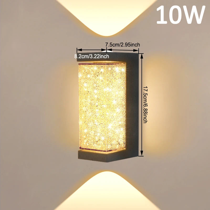 applique murale moderne gris métallisé translucide ip65 led 6500k 3000k extérieur résistante água
