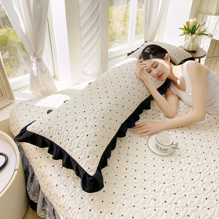 taies d'oreiller polyester non toxique motif points doux blanc housse lit couple usage domestique