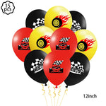 ensemble décoration anniversaire voiture course assiettes gobelets bannière table runner ballon géant papier
