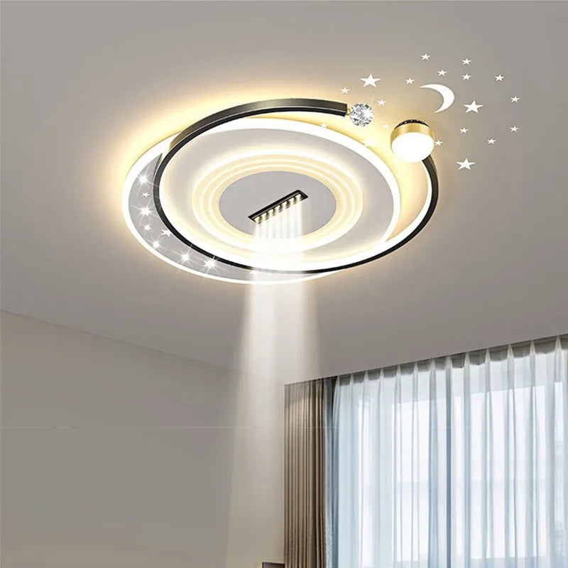 lampe moderne étoiles blanc noir spots télécommande dimmable minimaliste acrylique métal