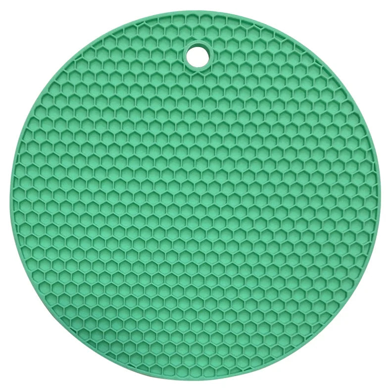 tapis table silicone moderne hexagones antidérapant résistant chaleur plat antidérapant multicolore vert violet bleu