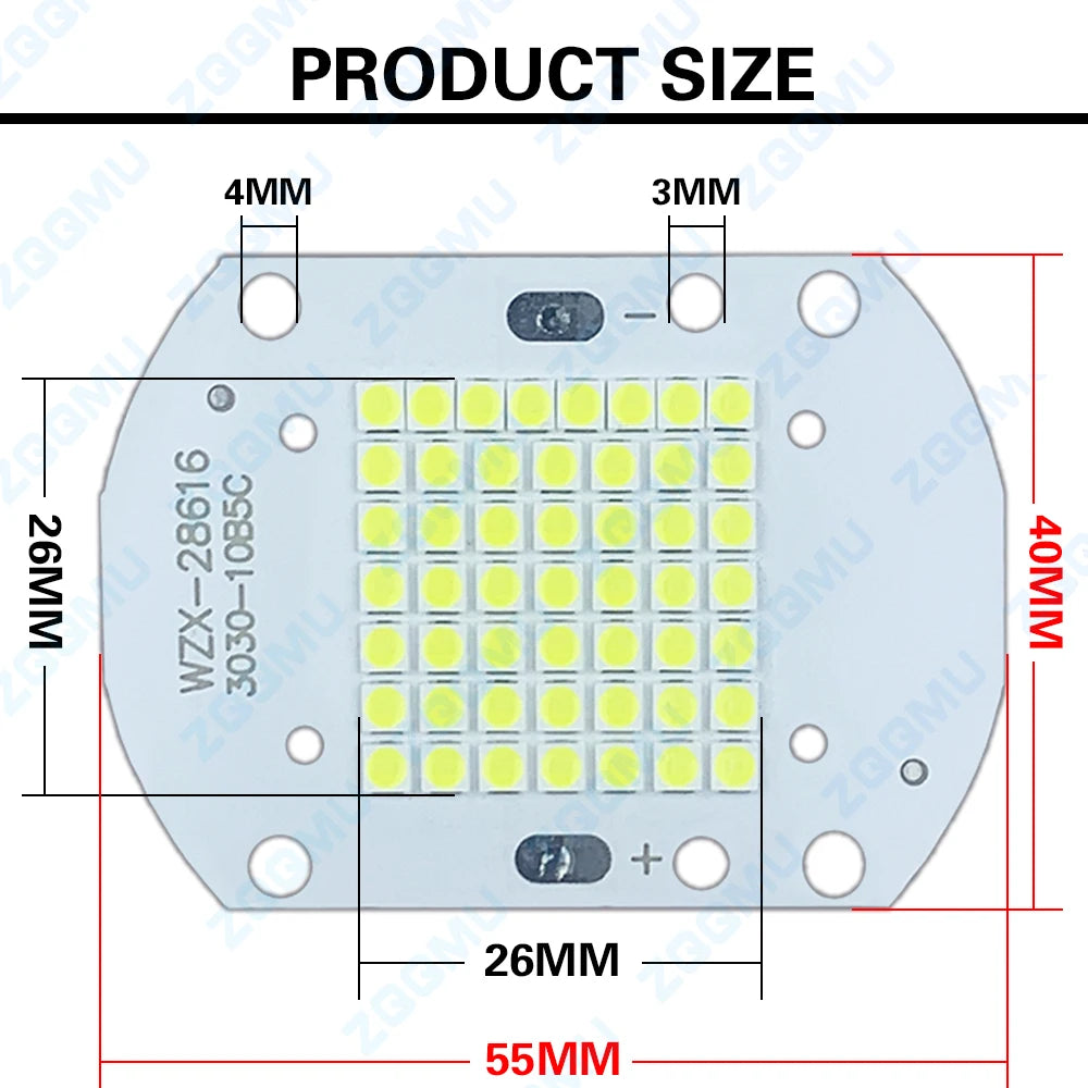 panneau led intégré 50w blanc 50 diodes smd aluminium moderne 3000k 6000k