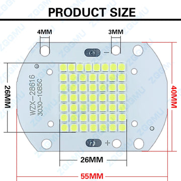 panneau led intégré 50w blanc 50 diodes smd aluminium moderne 3000k 6000k
