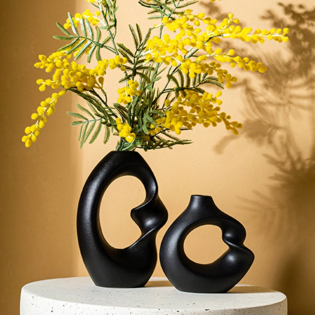 vases decoratifs silicone formes abstraites modernes textures lisses ondulees orange bleumarine noir blanccasse bleupastel