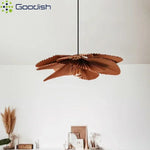 Suspension lumineuse moderne feuilles plissées marron clair salon chambre papier pliable éclairage blanc chaleur