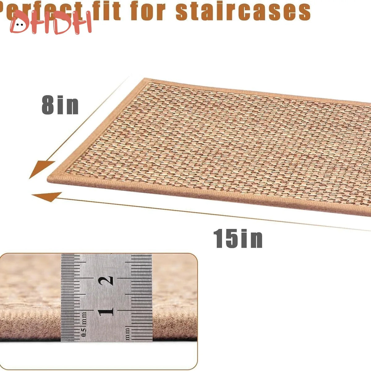 tapis d'escalier beige clair tissé motifs géométriques simple moderne antidérapant durable