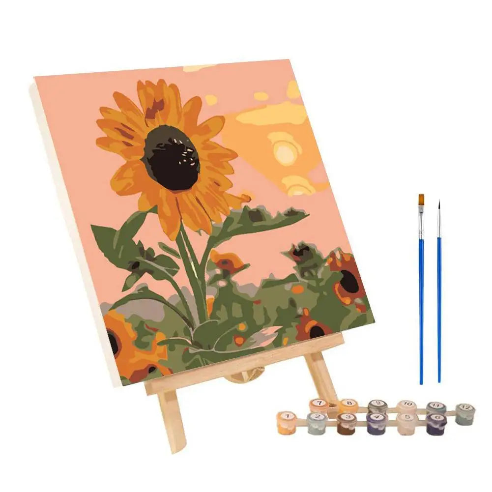 peinture numéros kit abstrait coucher soleil paysage moderne tissu gouache pastorale fleurs ciel orange