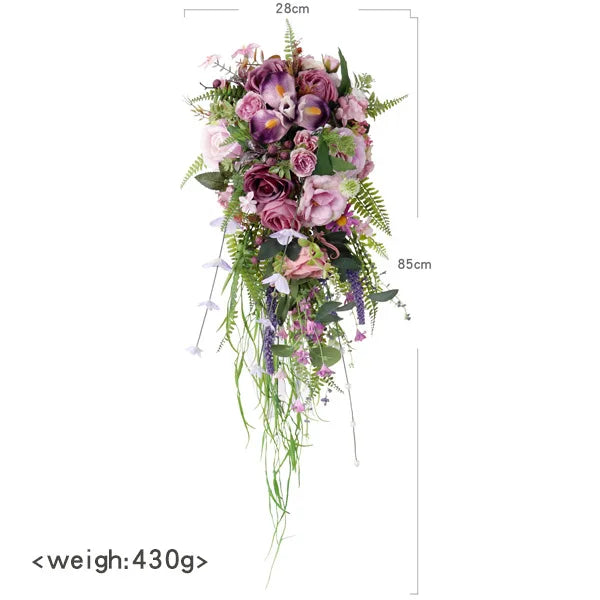 bouquets mariage fleurs artificielles cascade blanc rose violet bleu