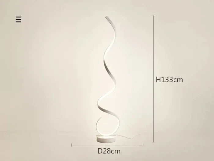 lampe sol led moderne spirale blanc noir contemporaine télécommande aluminium