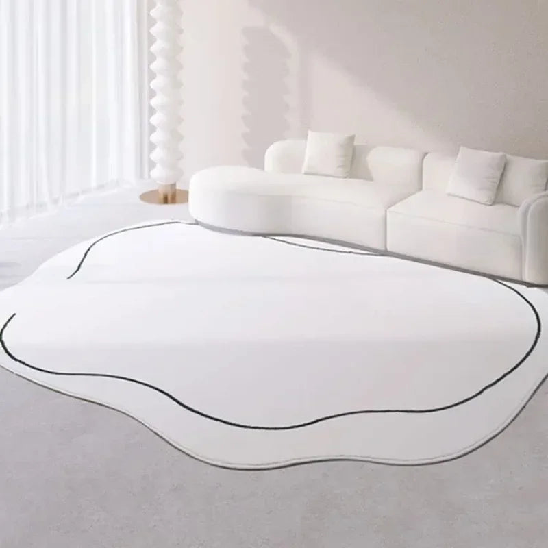 tapis blanc moderne rayé polyester doux antislip intérieur extérieur véranda chambre salon