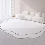 tapis blanc moderne rayé polyester doux antislip intérieur extérieur véranda chambre salon
