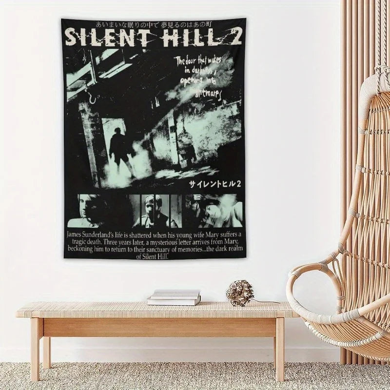 décoration murale poster graphique silent hill noir blanc jeux horreur chambre salon