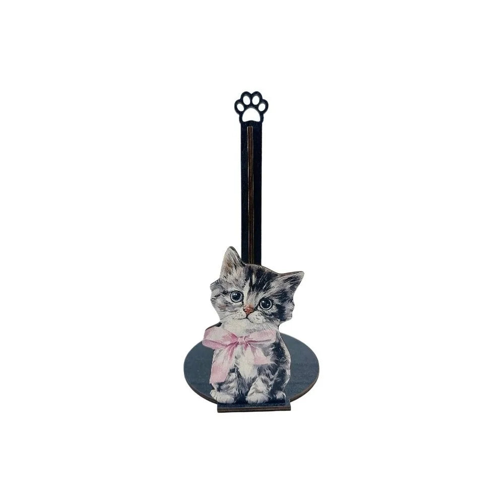 support papier toilette réutilisable acier inoxydable décoratif chaton chien motif cuisine noir gris beige